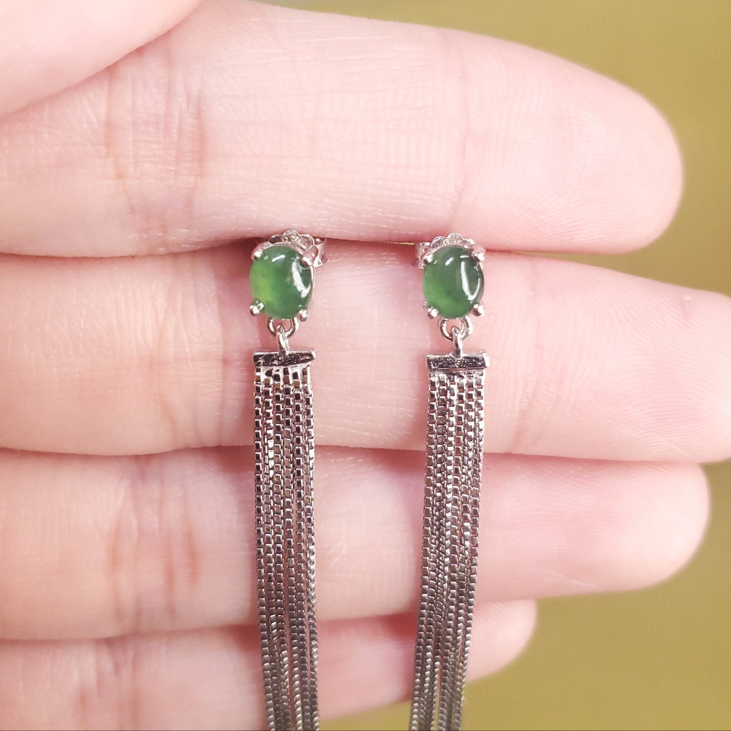 Yingmart Certified Genuine Icy Green Burmese Type A Jadeite Jade Gemstone Earrings Made With 925 Sterling Silver earrings, Gift for Women