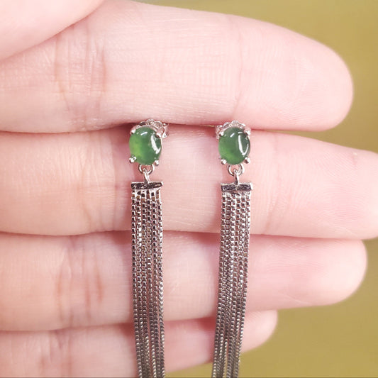 Yingmart Certified Genuine Icy Green Burmese Type A Jadeite Jade Gemstone Earrings Made With 925 Sterling Silver earrings, Gift for Women