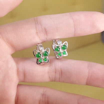 Yingmart Certified Genuine Icy Green Burmese Type A Jadeite Jade Gemstone Earrings Made With 925 Sterling Silver earrings, Gift for Women