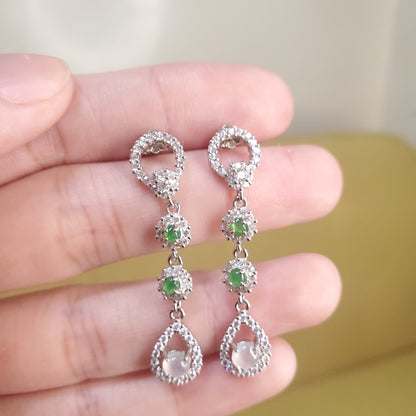Yingmart Certified Genuine Icy Green & White Burmese Type A Jadeite Jade Gemstone Earrings Made With S925  Silver earrings, Gift for Women