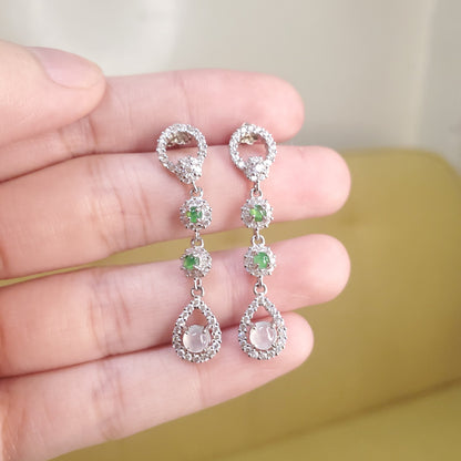 Yingmart Certified Genuine Icy Green & White Burmese Type A Jadeite Jade Gemstone Earrings Made With S925  Silver earrings, Gift for Women