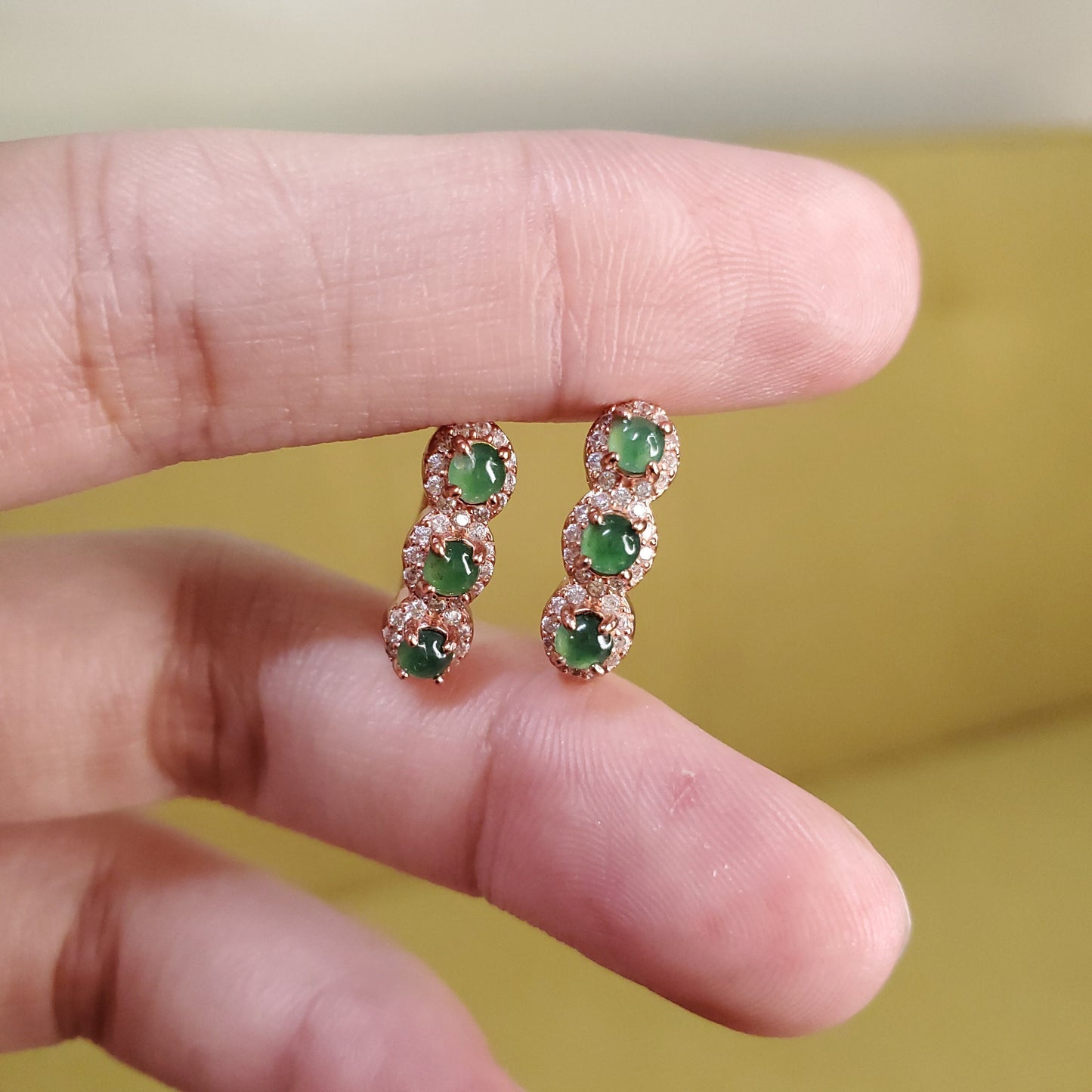 Yingmart Certified Genuine Icy Green Burmese Type A Jadeite Jade Gemstone Earrings Made With 925 Sterling Silver earrings, Gift for Women