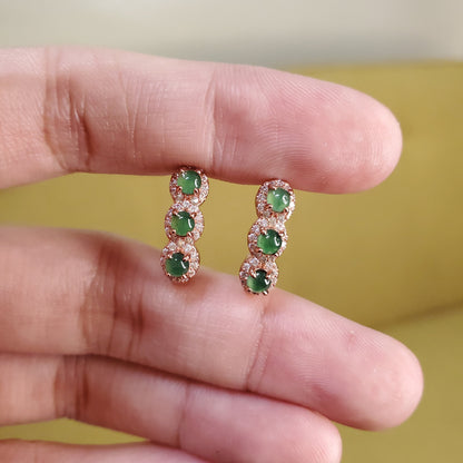 Yingmart Certified Genuine Icy Green Burmese Type A Jadeite Jade Gemstone Earrings Made With 925 Sterling Silver earrings, Gift for Women