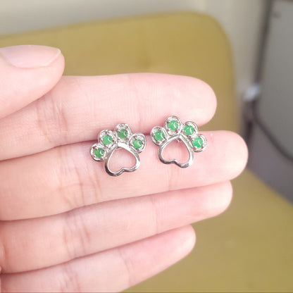 Yingmart Certified Genuine Icy Green Burmese Type A Jadeite Jade Gemstone Earrings Made With 925 Sterling Silver earrings, Gift for Women