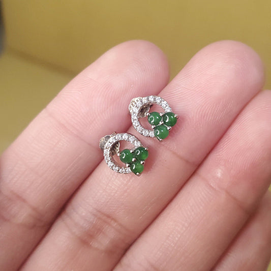 Yingmart Certified Genuine Icy Green Burmese Type A Jadeite Jade Gemstone Earrings Made With 925 Sterling Silver earrings, Gift for Women