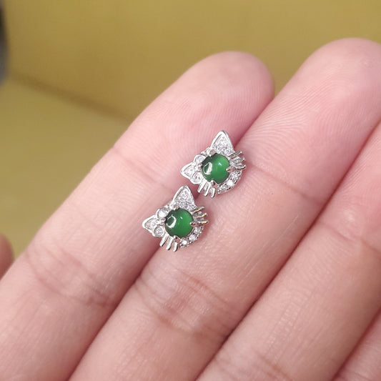 Yingmart Certified Genuine Icy Green Burmese Type A Jadeite Jade Gemstone Earrings Made With 925 Sterling Silver earrings, Gift for Women