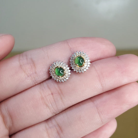 Yingmart Certified Genuine Icy Green Burmese Type A Jadeite Jade Gemstone Earrings Made With 925 Sterling Silver earrings, Gift for Women