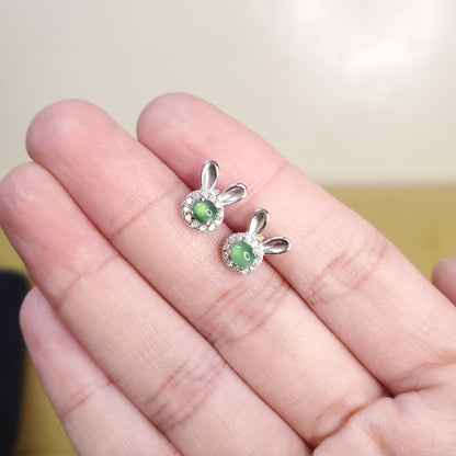 Yingmart Certified Genuine Icy Green Burmese Type A Jadeite Jade Gemstone Earrings Made With 925 Sterling Silver earrings, Gift for Women