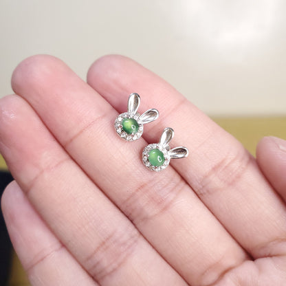 Yingmart Certified Genuine Icy Green Burmese Type A Jadeite Jade Gemstone Earrings Made With 925 Sterling Silver earrings, Gift for Women