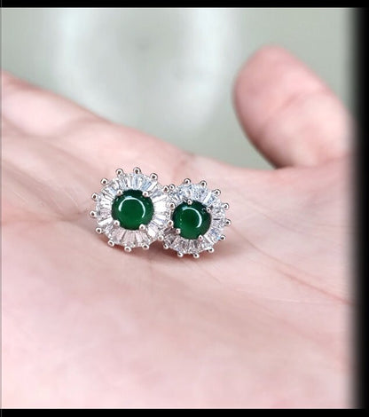 Yingmart Certified Genuine Icy Green Burmese Type A Jadeite Jade Gemstone Earrings Made With 925 Sterling Silver earrings, Gift for Women