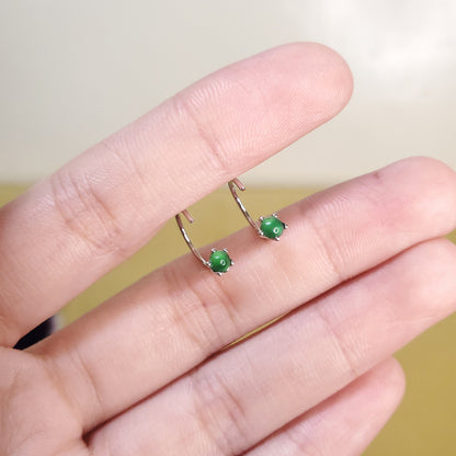 Yingmart Certified Genuine Icy Green Burmese Type A Jadeite Jade Gemstone Earrings Made With 925 Sterling Silver earrings, Gift for Women