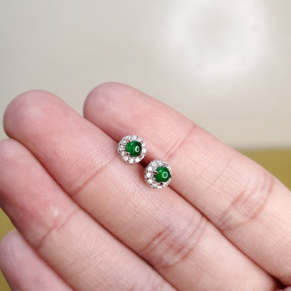 Yingmart Certified Genuine Icy Green Burmese Type A Jadeite Jade Gemstone Earrings Made With 925 Sterling Silver earrings, Gift for Women