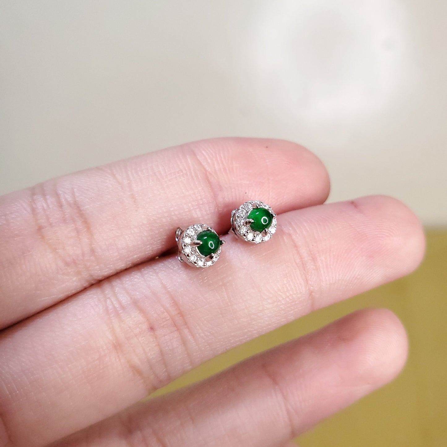 Yingmart Certified Genuine Icy Green Burmese Type A Jadeite Jade Gemstone Earrings Made With 925 Sterling Silver earrings, Gift for Women