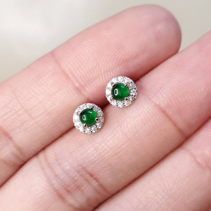 Yingmart Certified Genuine Icy Green Burmese Type A Jadeite Jade Gemstone Earrings Made With 925 Sterling Silver earrings, Gift for Women