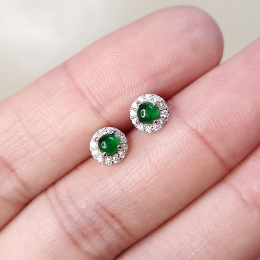 Yingmart Certified Genuine Icy Green Burmese Type A Jadeite Jade Gemstone Earrings Made With 925 Sterling Silver earrings, Gift for Women