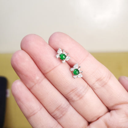 Yingmart Certified Genuine Icy Green Burmese Type A Jadeite Jade Gemstone Earrings Made With 925 Sterling Silver earrings, Gift for Women