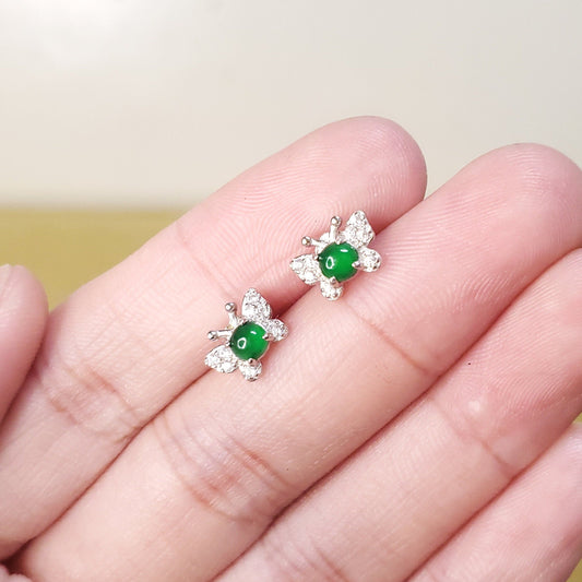 Yingmart Certified Genuine Icy Green Burmese Type A Jadeite Jade Gemstone Earrings Made With 925 Sterling Silver earrings, Gift for Women