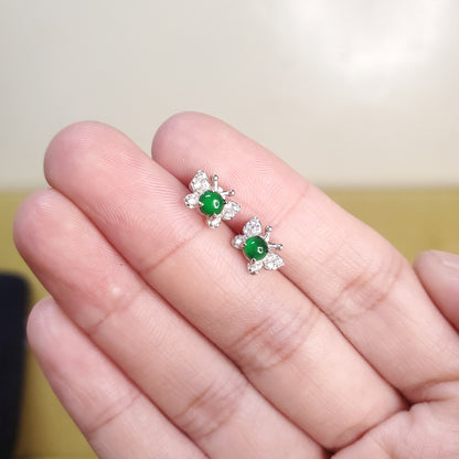 Yingmart Certified Genuine Icy Green Burmese Type A Jadeite Jade Gemstone Earrings Made With 925 Sterling Silver earrings, Gift for Women