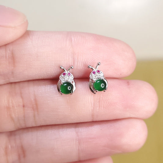 Yingmart Certified Genuine Icy Green Burmese Type A Jadeite Jade Gemstone Earrings Made With 925 Sterling Silver earrings, Gift for Women