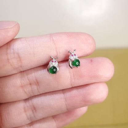 Yingmart Certified Genuine Icy Green Burmese Type A Jadeite Jade Gemstone Earrings Made With 925 Sterling Silver earrings, Gift for Women