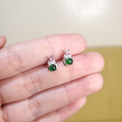 Yingmart Certified Genuine Icy Green Burmese Type A Jadeite Jade Gemstone Earrings Made With 925 Sterling Silver earrings, Gift for Women