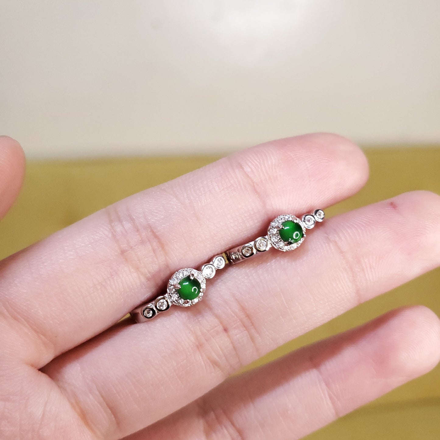 Yingmart Certified Genuine Icy Green Burmese Type A Jadeite Jade Gemstone Earrings Made With 925 Sterling Silver earrings, Gift for Women