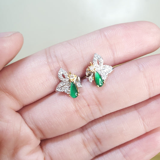 Yingmart Certified Genuine Icy Green Burmese Type A Jadeite Jade Gemstone Earrings Made With 925 Sterling Silver earrings, Gift for Women