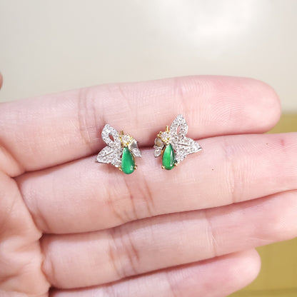 Yingmart Certified Genuine Icy Green Burmese Type A Jadeite Jade Gemstone Earrings Made With 925 Sterling Silver earrings, Gift for Women