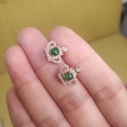 Yingmart certified genuine icy green burmese type a jadeite jade gemstone earrings made with 925 sterling silver earrings, gift for women