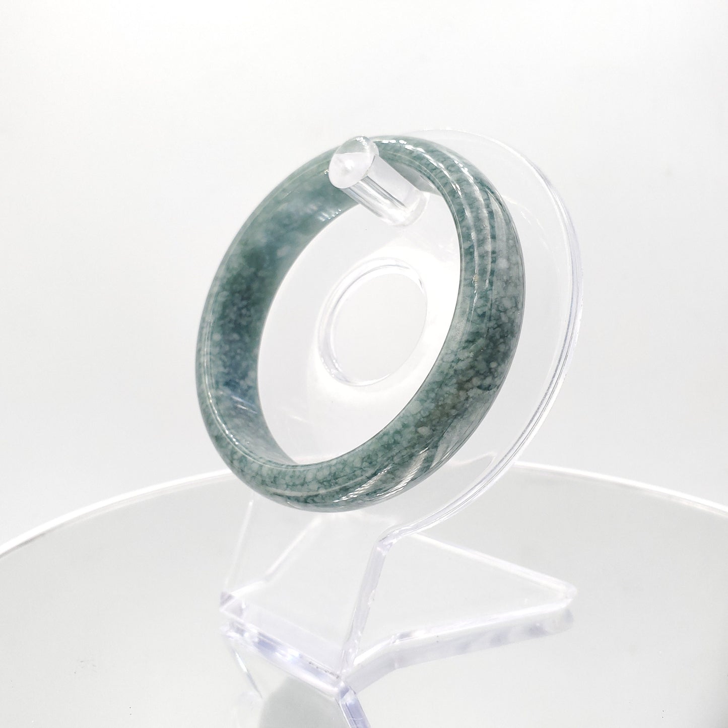 Yingmart 55mm Genuine Dark Blue Floating White Spot Guatamela Jade A Jadeite Jade Bangle, Burmese Myanmar Gemstones,Real Gemstone Bracelet