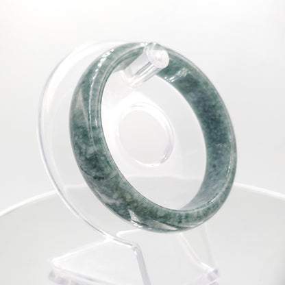 Yingmart 55mm Genuine Dark Blue Floating White Spot Guatamela Jade A Jadeite Jade Bangle, Burmese Myanmar Gemstones,Real Gemstone Bracelet