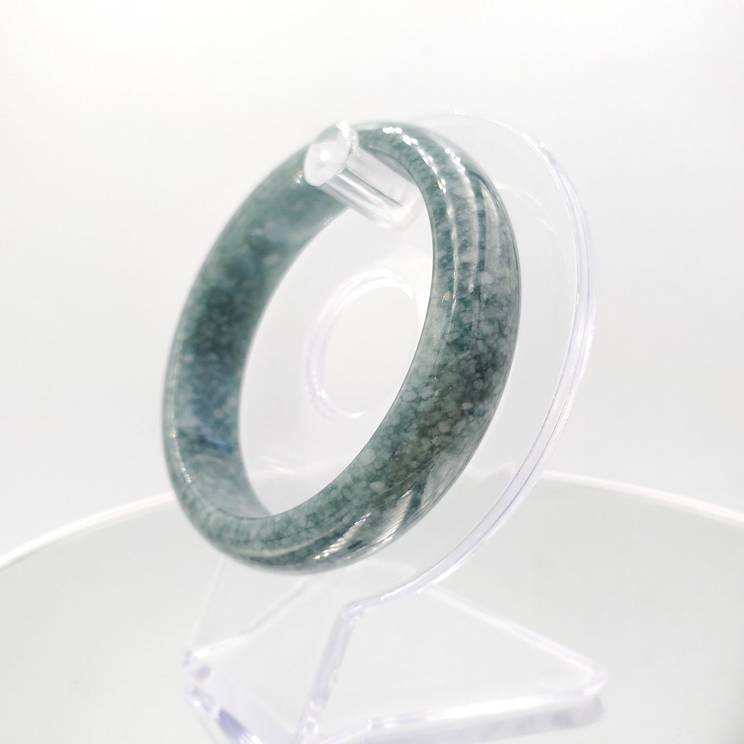 Yingmart 55mm Genuine Dark Blue Floating White Spot Guatamela Jade A Jadeite Jade Bangle, Burmese Myanmar Gemstones,Real Gemstone Bracelet