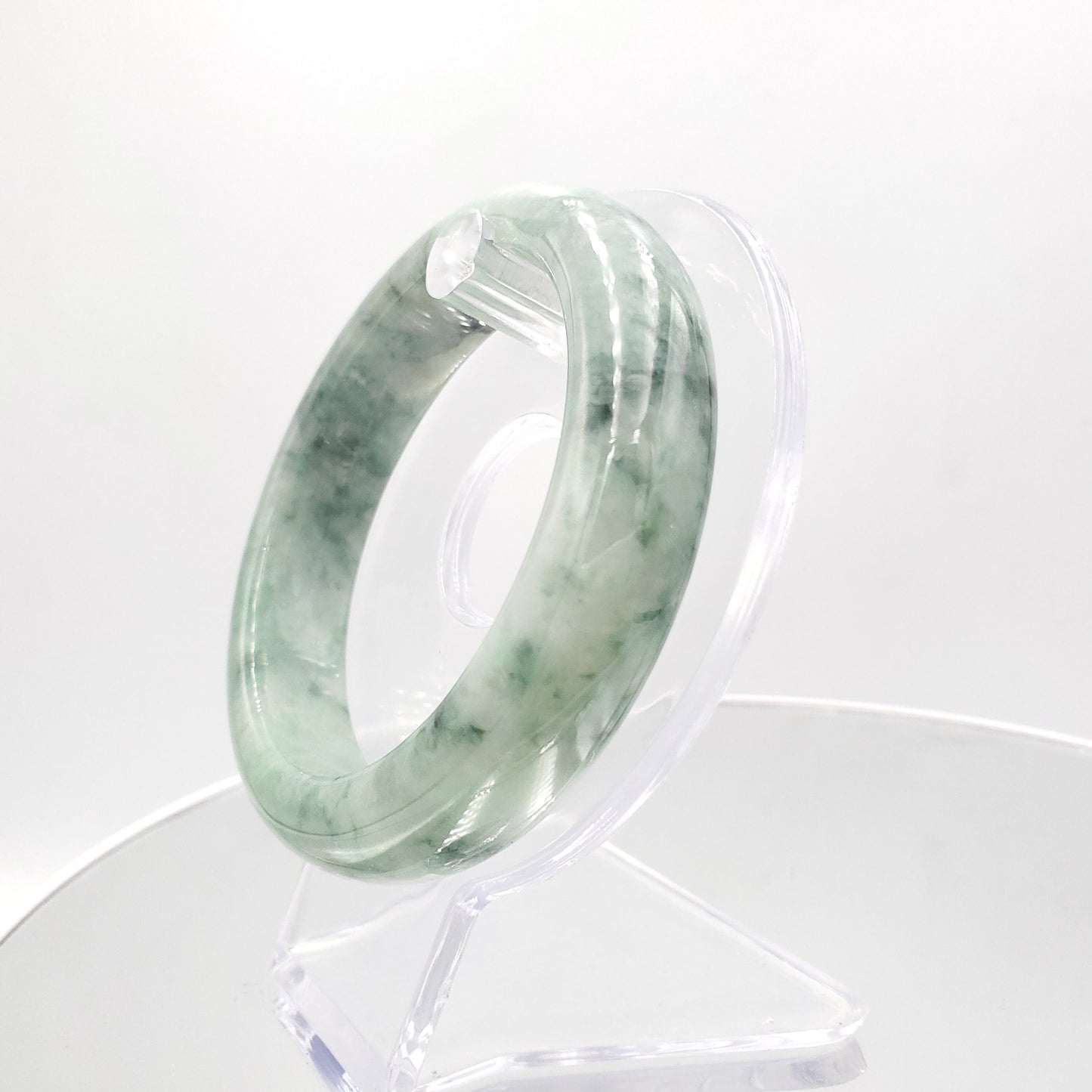 Yingmart 57mm Genuine Floating Apple Green Jade A Jadeite Bangle,  Burmese Myanmar Gemstones, Real Gemstone Bracelet, Vintage Jewelry