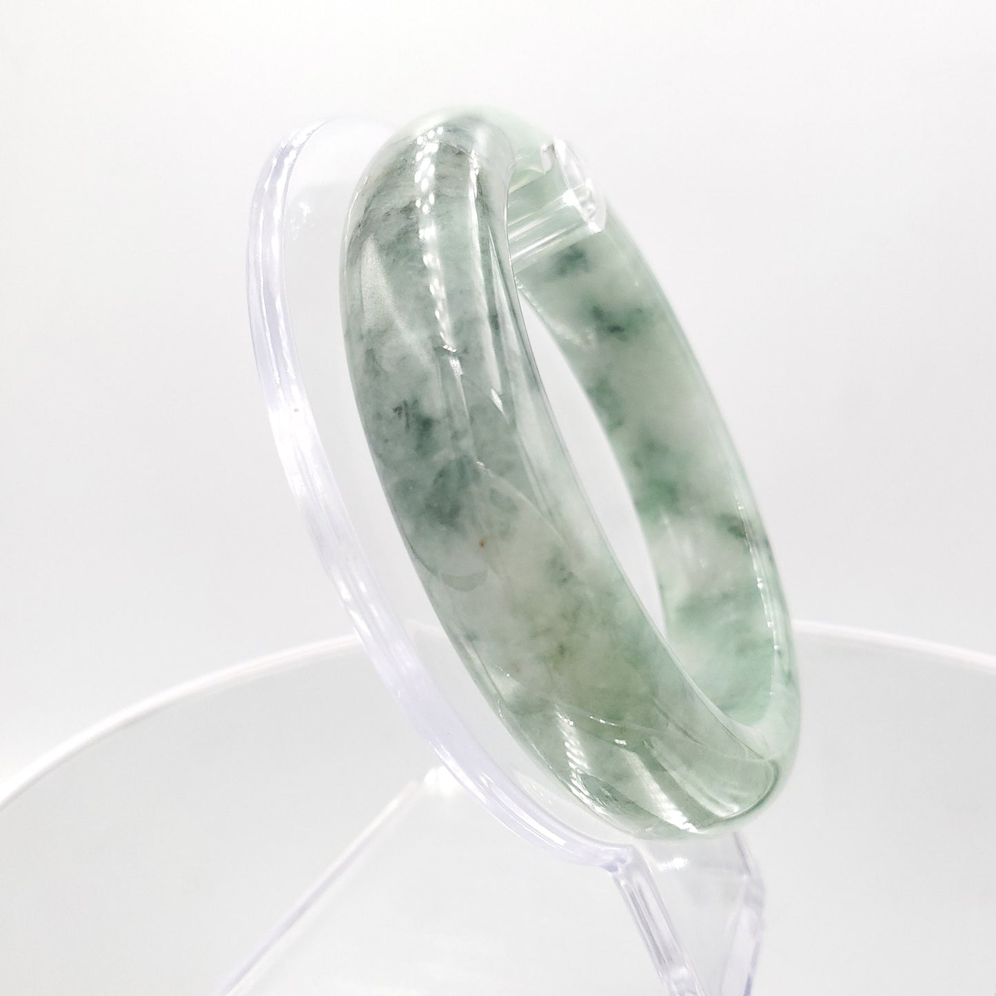 Yingmart 57mm Genuine Floating Apple Green Jade A Jadeite Bangle,  Burmese Myanmar Gemstones, Real Gemstone Bracelet, Vintage Jewelry