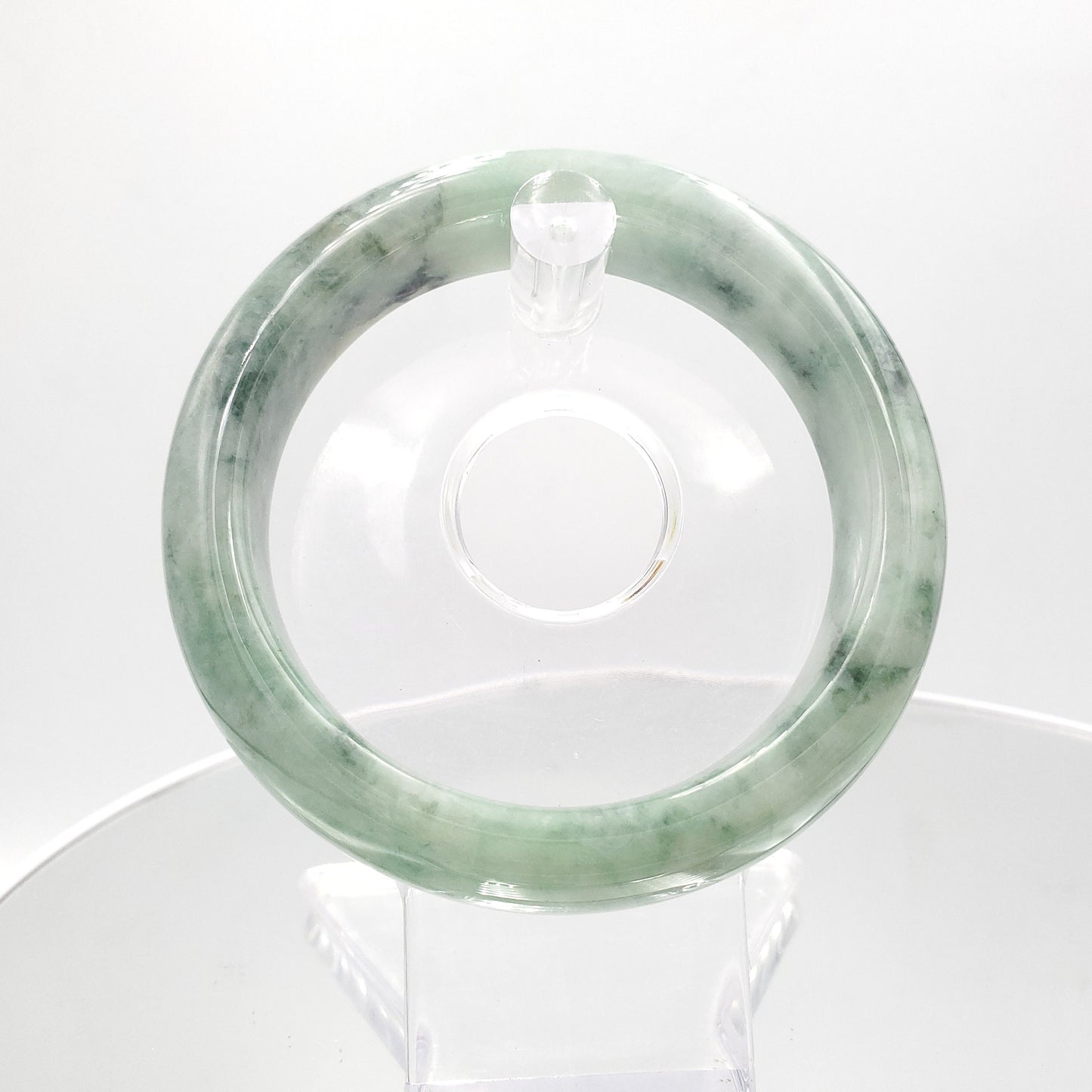 Yingmart 57mm Genuine Floating Apple Green Jade A Jadeite Bangle,  Burmese Myanmar Gemstones, Real Gemstone Bracelet, Vintage Jewelry