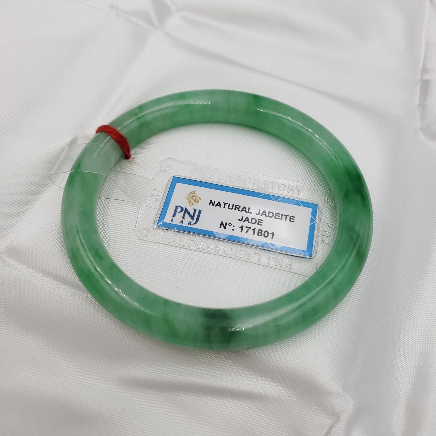 Yingmart 53 to 56mm PNJ certified natural color green with black brown spot jadeite jade bangle bracelet, real gemstone, jewelry