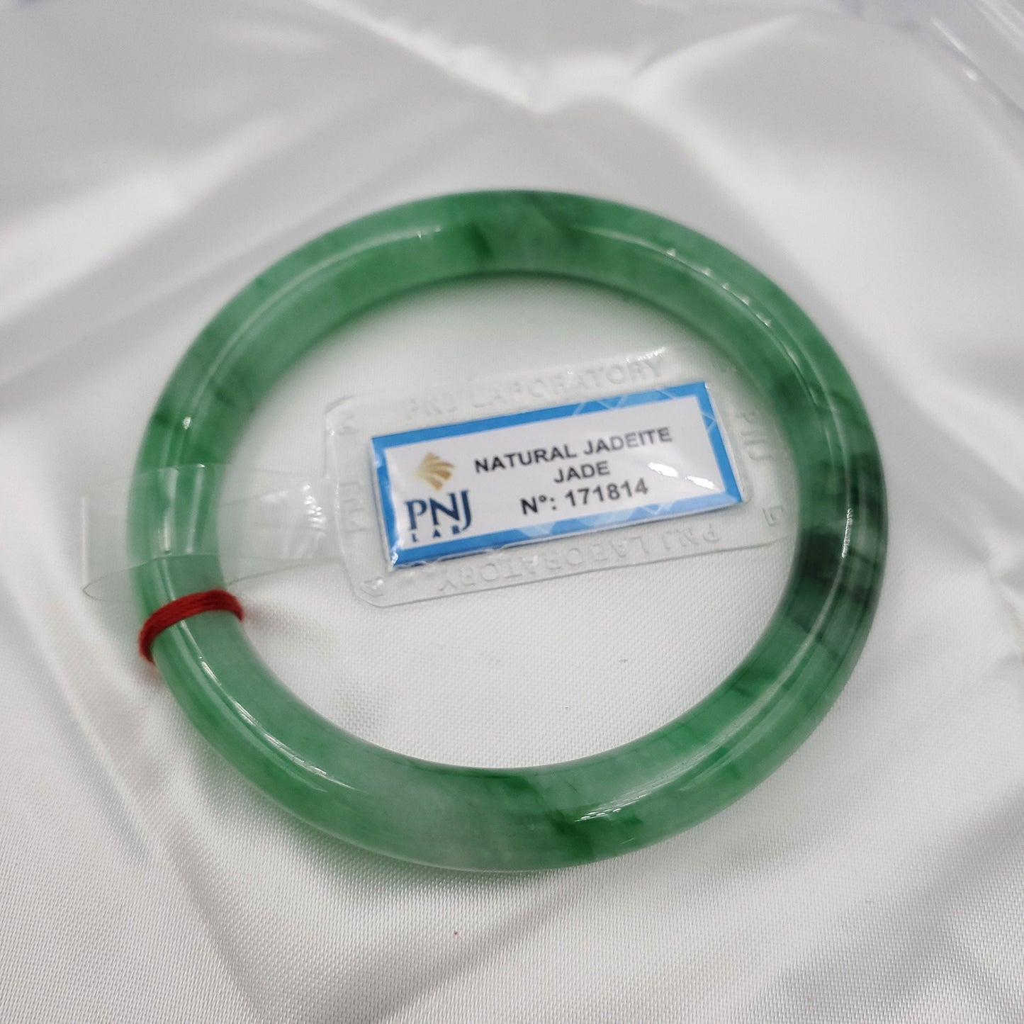 Yingmart 53 to 56mm PNJ certified natural color green with black brown spot jadeite jade bangle bracelet, real gemstone, jewelry