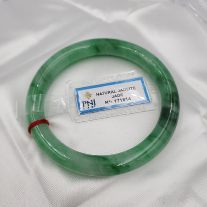 Yingmart 53 to 56mm PNJ certified natural color green with black brown spot jadeite jade bangle bracelet, real gemstone, jewelry