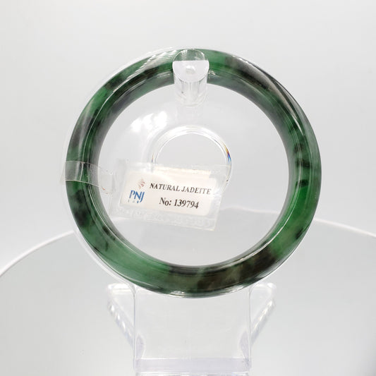 Yingmart 56mm Certified Natural Color Light To Medium Green. Black Brown Spots  Bangle Bracelets, Real Gemstone Bracelet, Vintage Jewelry