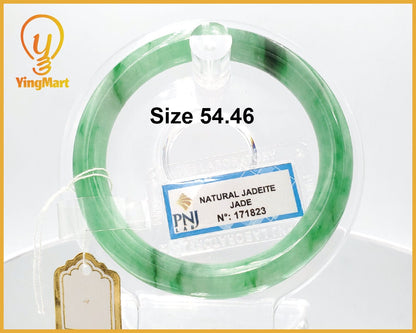 Yingmart 54mm PNJ171823 Certified Natural Green white to green, black grey jadeite jade bangle, Real Gemstone Bracelet, Vintage Jewelry