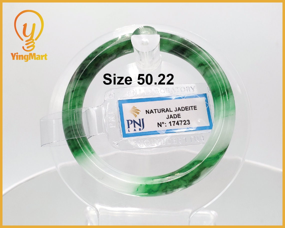 Yingmart 50mm PNJ174723 Certified Natural Light Green Jade Jadeite Bangle  Bracelets, Real Gemstone Bracelet, Vintage Jewelry