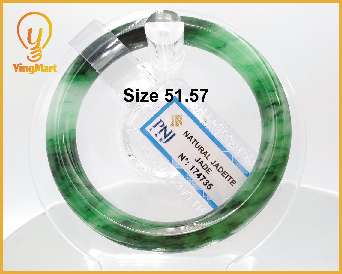 Yingmart 51mm PNJ174735 Certified Natural Light Green Jade Jadeite Bangle  Bracelets, Real Gemstone Bracelet, Vintage Jewelry