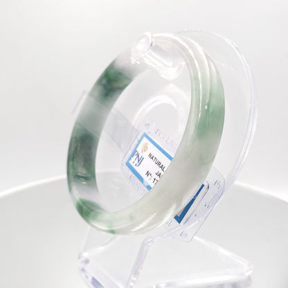 Yingmart 60mm Certified Natural Green White To Green. Purplish White. Grey Jade Bangle Bracelet, Real Gemstone Bracelet, Vintage Jewelry