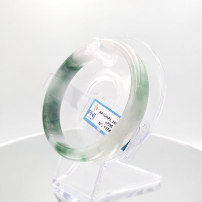 Yingmart 60mm Certified Natural Green White To Green. Purplish White. Grey Jade Bangle Bracelet, Real Gemstone Bracelet, Vintage Jewelry