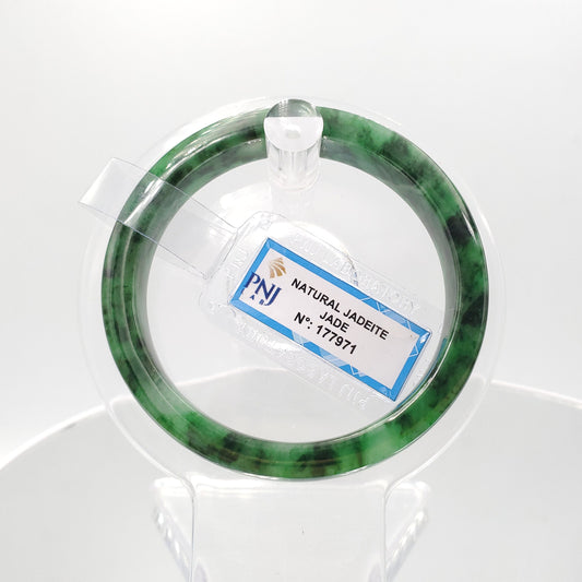 Yingmart 55mm Certified Natural Ligh to medium green, grey white, black spots jadeite jade bangle, Real Gemstone Bracelet,Vintage Jewelry