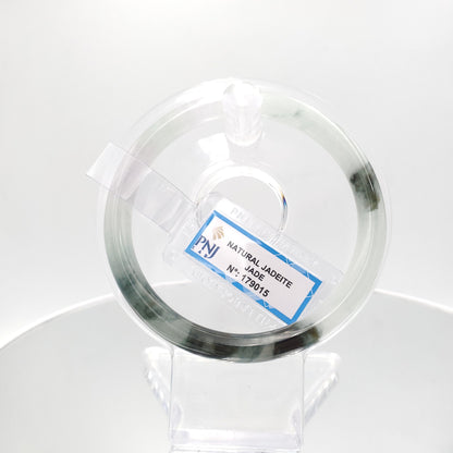 Yingmart 59mm Certified Natural grey green, purplish white, black brown spots jadeite jade bangle, Real Gemstone Bracelet,Vintage Jewelry