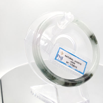 Yingmart 59mm Certified Natural grey green, purplish white, black brown spots jadeite jade bangle, Real Gemstone Bracelet,Vintage Jewelry