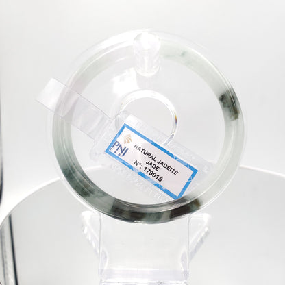 Yingmart 59mm Certified Natural grey green, purplish white, black brown spots jadeite jade bangle, Real Gemstone Bracelet,Vintage Jewelry