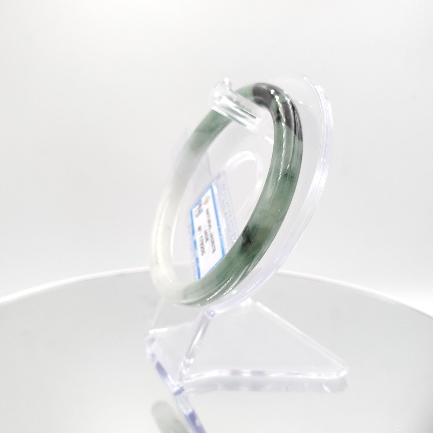 Yingmart 60mm PNJ179205 Certified Natural Greyish green, grey white, black jadeite jade bangle, Real Gemstone Bracelet,Vintage Jewelry