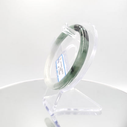 Yingmart 60mm PNJ179205 Certified Natural Greyish green, grey white, black jadeite jade bangle, Real Gemstone Bracelet,Vintage Jewelry